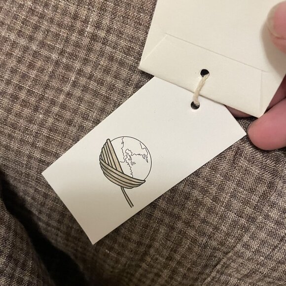 naivelinen Patchouli 13 100% Linen Brown Plaid Lady-Style Trench Coat Size 2X - Picture 6 of 7